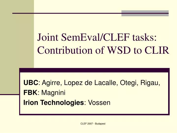 joint semeval clef tasks contribution of wsd to clir