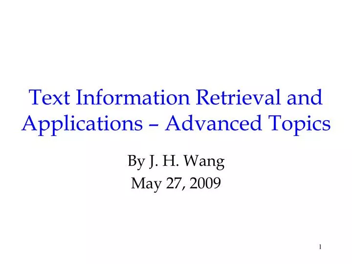 text information retrieval and applications advanced topics