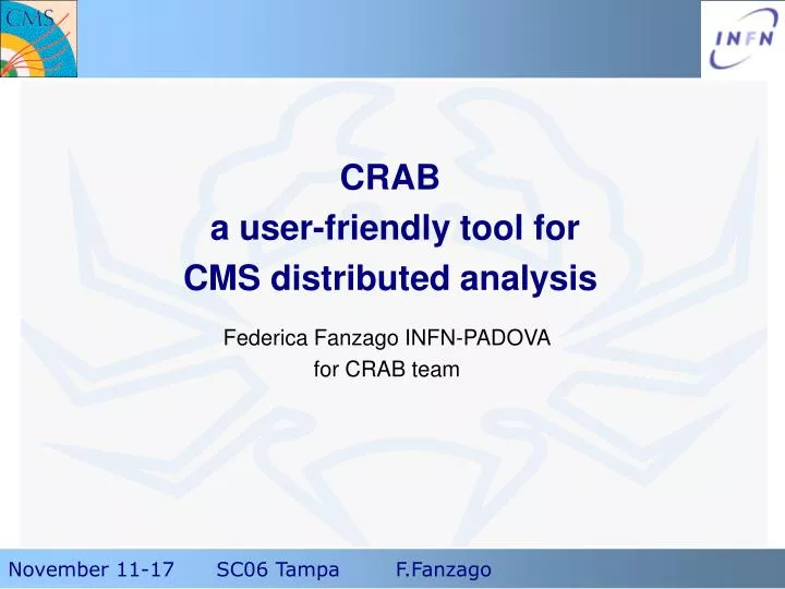 crab a user friendly tool for cms distributed analysis