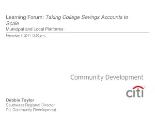 Learning Forum: Taking College Savings Accounts to Scale Municipal and Local Platforms