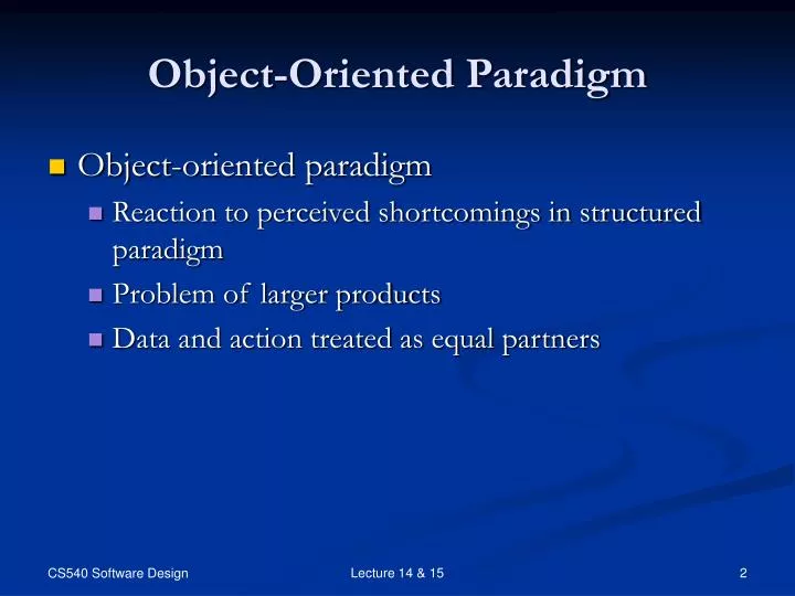 object oriented paradigm