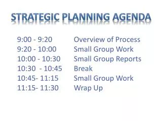 Strategic Planning Agenda