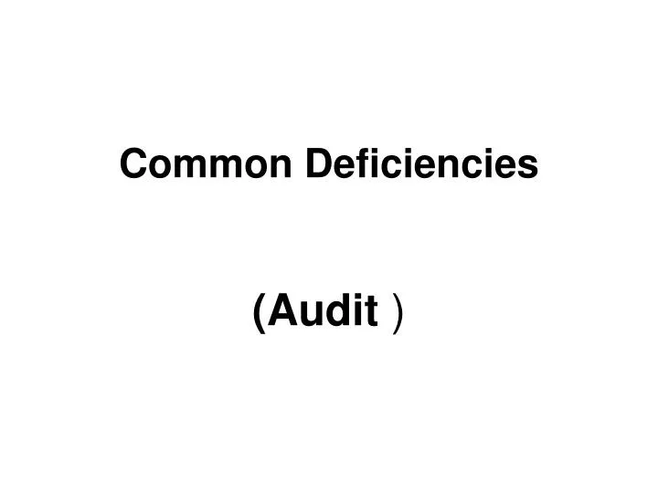 common deficiencies
