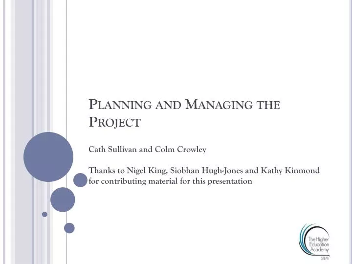 planning and managing the project