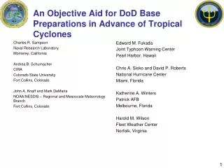 An Objective Aid for DoD Base Preparations in Advance of Tropical Cyclones