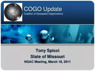 COGO Update Coalition of Geospatial Organizations