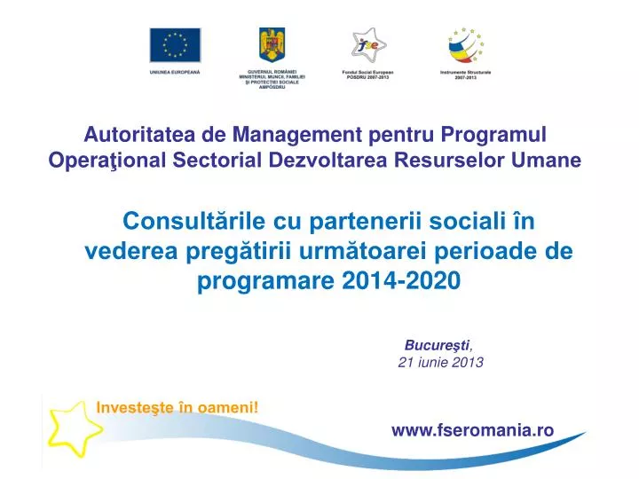 autoritatea de management pentru programul opera ional sectorial dezvoltarea resurselor umane