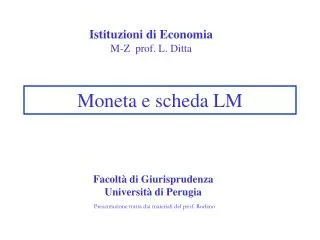 moneta e scheda lm