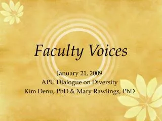 Faculty Voices
