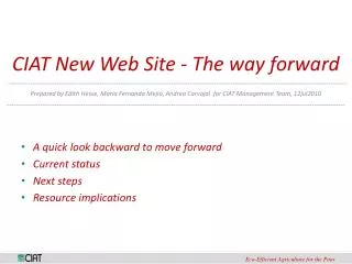 CIAT New Web Site - The way forward