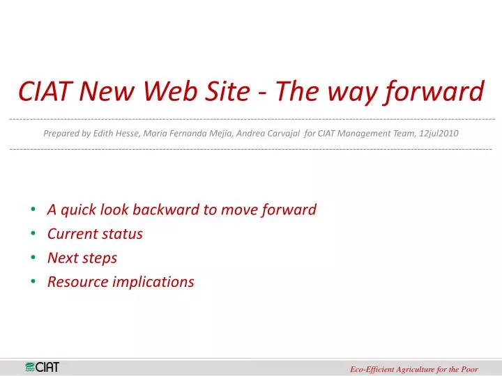 ciat new web site the way forward