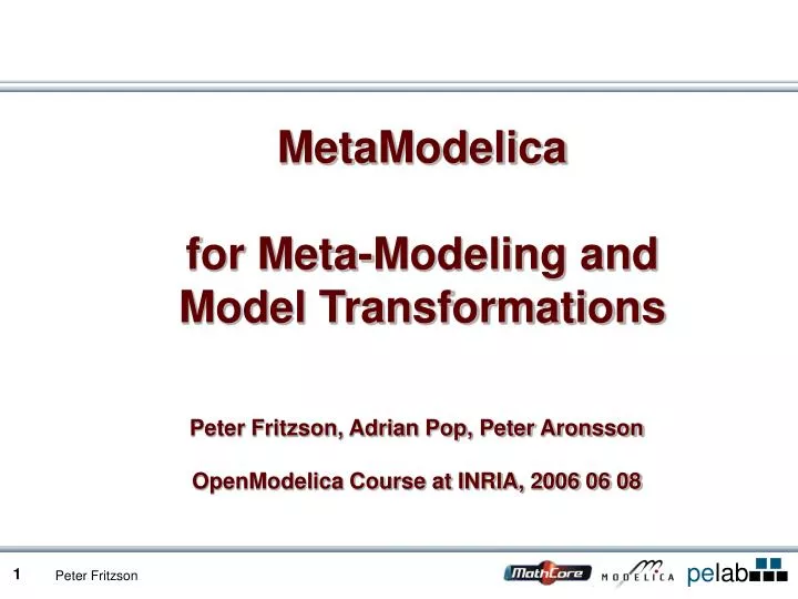 metamodelica for meta modeling and model transformations