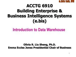 ACCTG 6910 Building Enterprise &amp; Business Intelligence Systems (e.bis)