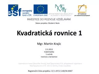 kvadratick rovnice 1