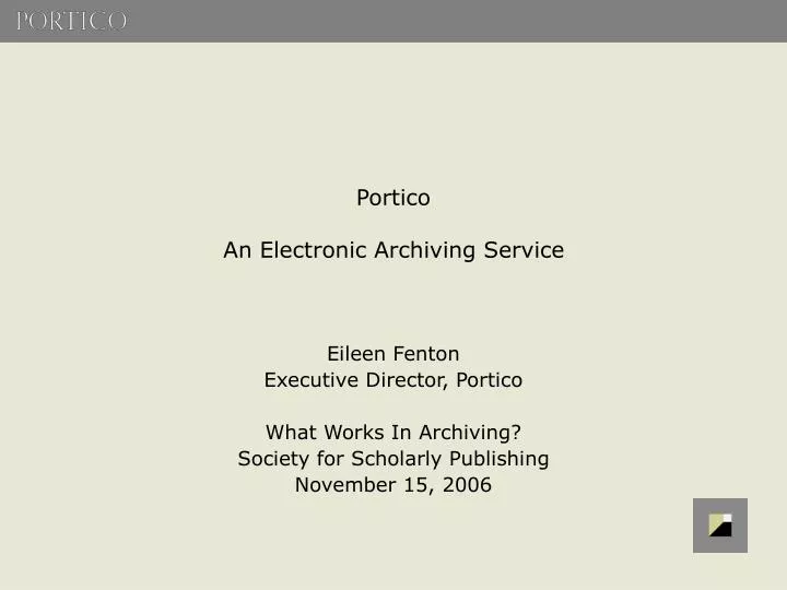 portico an electronic archiving service