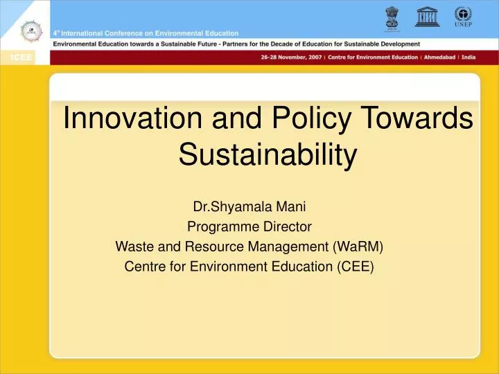 innovation and policy towards sustainability