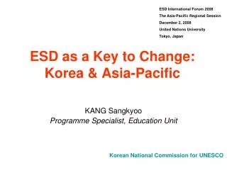 ESD as a Key to Change: Korea &amp; Asia-Pacific
