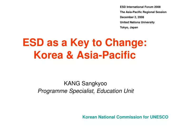 esd as a key to change korea asia pacific