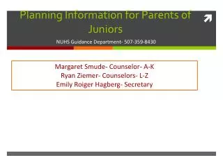 planning information for parents of juniors