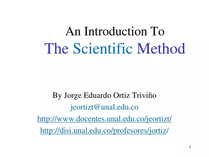 an introduction to the scientific method