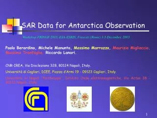 SAR Data for Antarctica Observation
