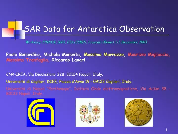 sar data for antarctica observation