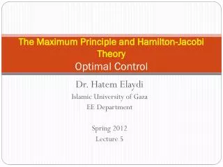the maximum principle and hamilton jacobi theory optimal control