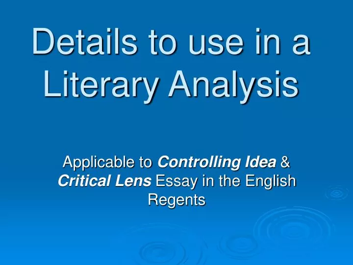 details to use in a literary analysis