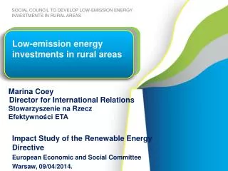 Low-emission energy investments in rural areas