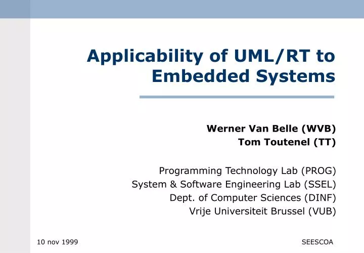 applicability of uml rt to embedded systems