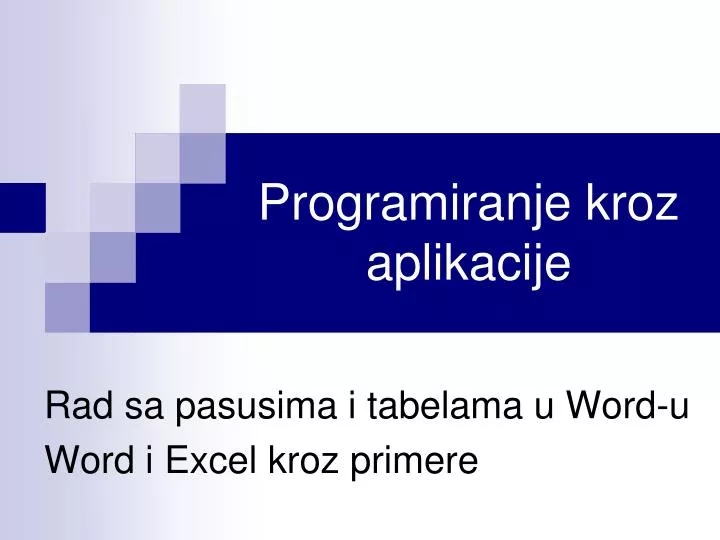 programiranje kroz aplikacije