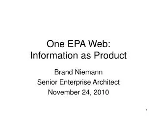 One EPA Web: Information as Product