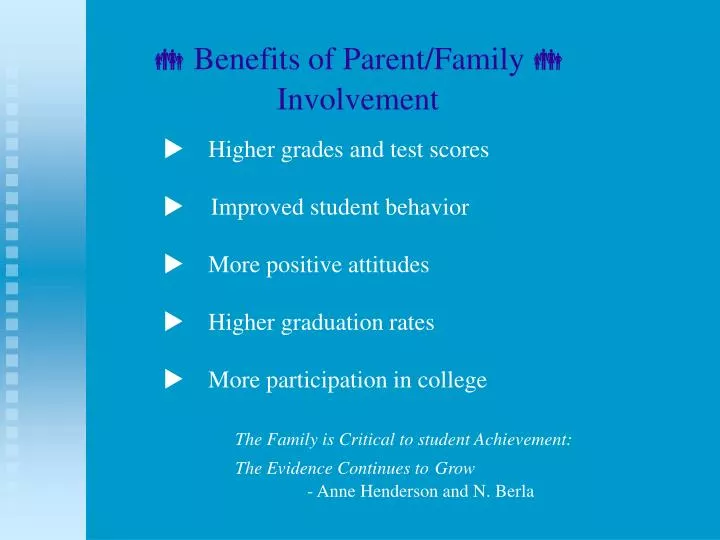 benefits of parent family involvement