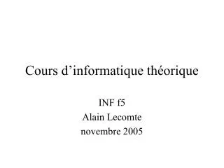 cours d informatique th orique