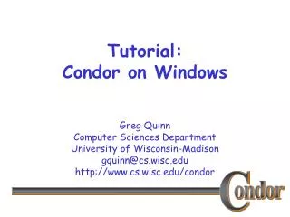 Tutorial: Condor on Windows