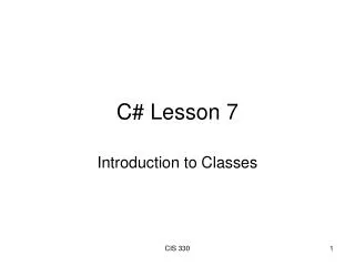 C# Lesson 7