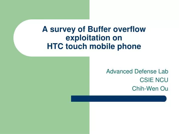 a survey of buffer overflow exploitation on htc touch mobile phone