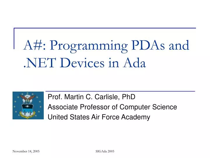 a programming pdas and net devices in ada