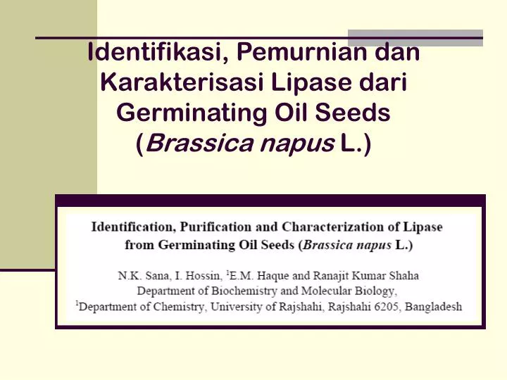identifikasi pemurnian dan karakterisasi lipase dari germinating oil seeds brassica napus l