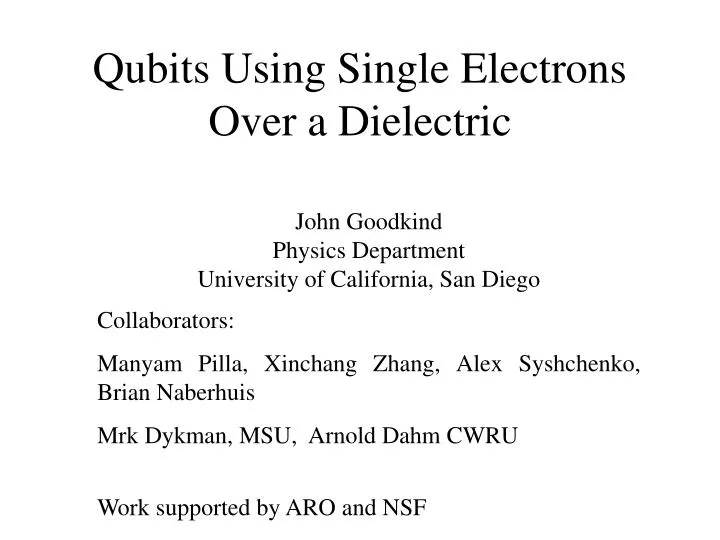 qubits using single electrons over a dielectric