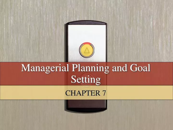 managerial planning and goal setting