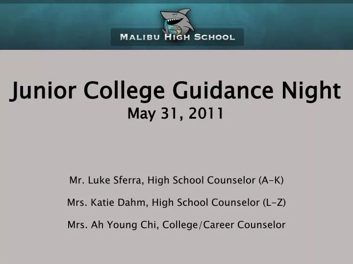 junior college guidance night may 31 2011