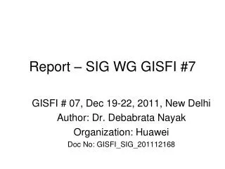 Report – SIG WG GISFI #7