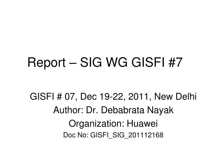 report sig wg gisfi 7