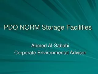 PDO NORM Storage Facilities