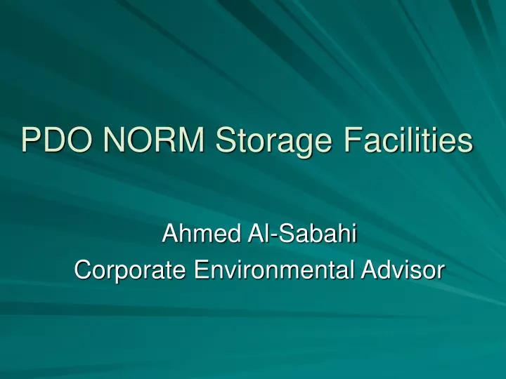 pdo norm storage facilities