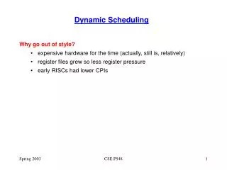 dynamic scheduling