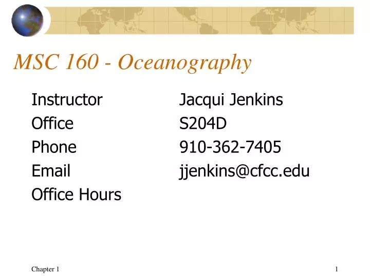 msc 160 oceanography