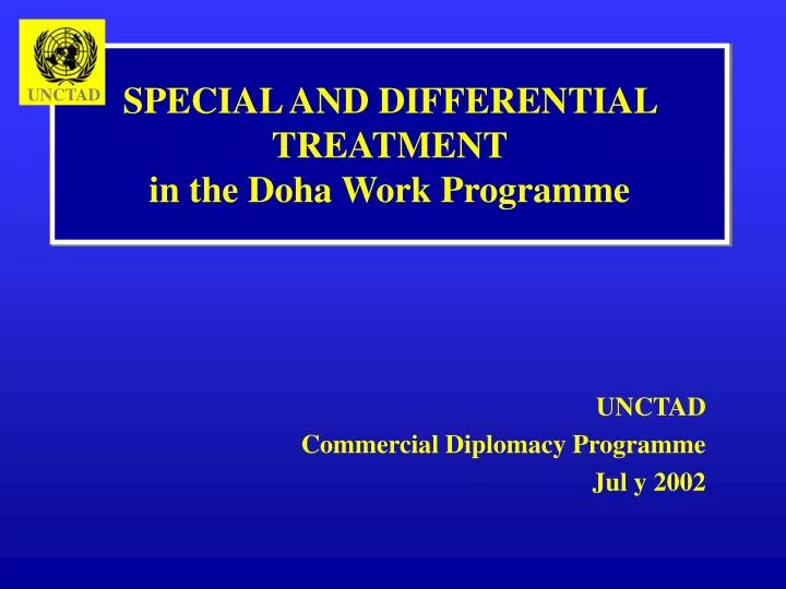 special and differential treatment in the doha work programme