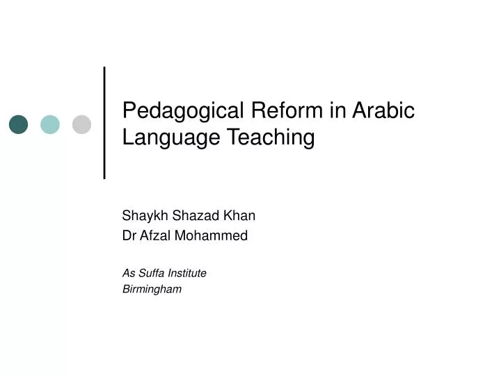 pedagogical reform in arabic language teaching